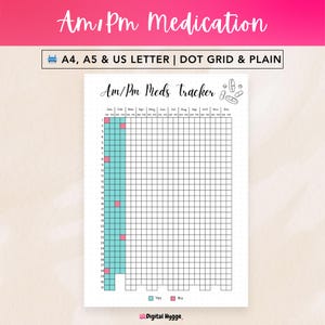Utskrivbar medicinspårare: AM/PM-pillerspårare (A4/A5/US Letter)