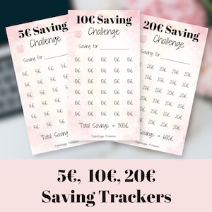 5/10/20 Euros Savings Challenge Printable Savings Challenge Trackers