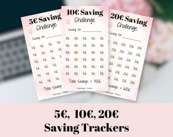 5/10/20 Euros Savings Challenge Printable | Savings Challenge Trackers | Money Saving Challenge | Monthly Savings Challenge