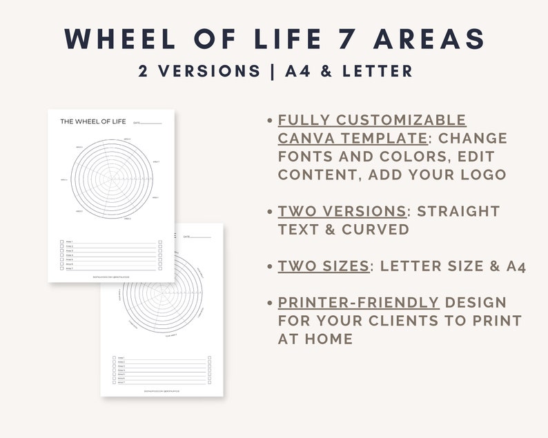 Wheel of Life 7 Areas Canva Template Life Balance Wheel Wellness Wheel Coaching Wheel Coaching Templates Coaching Worksheets image 2
