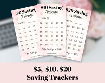 5/10/20 Dollar Savings Challenge Printable | Mini Savings Challenge Trackers | Money Saving Challenge | Monthly Savings Challenge