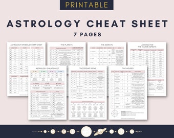 Astrology Cheat Sheet, Basics of Astrology Printable Pages, Birth Chart, Natal Chart