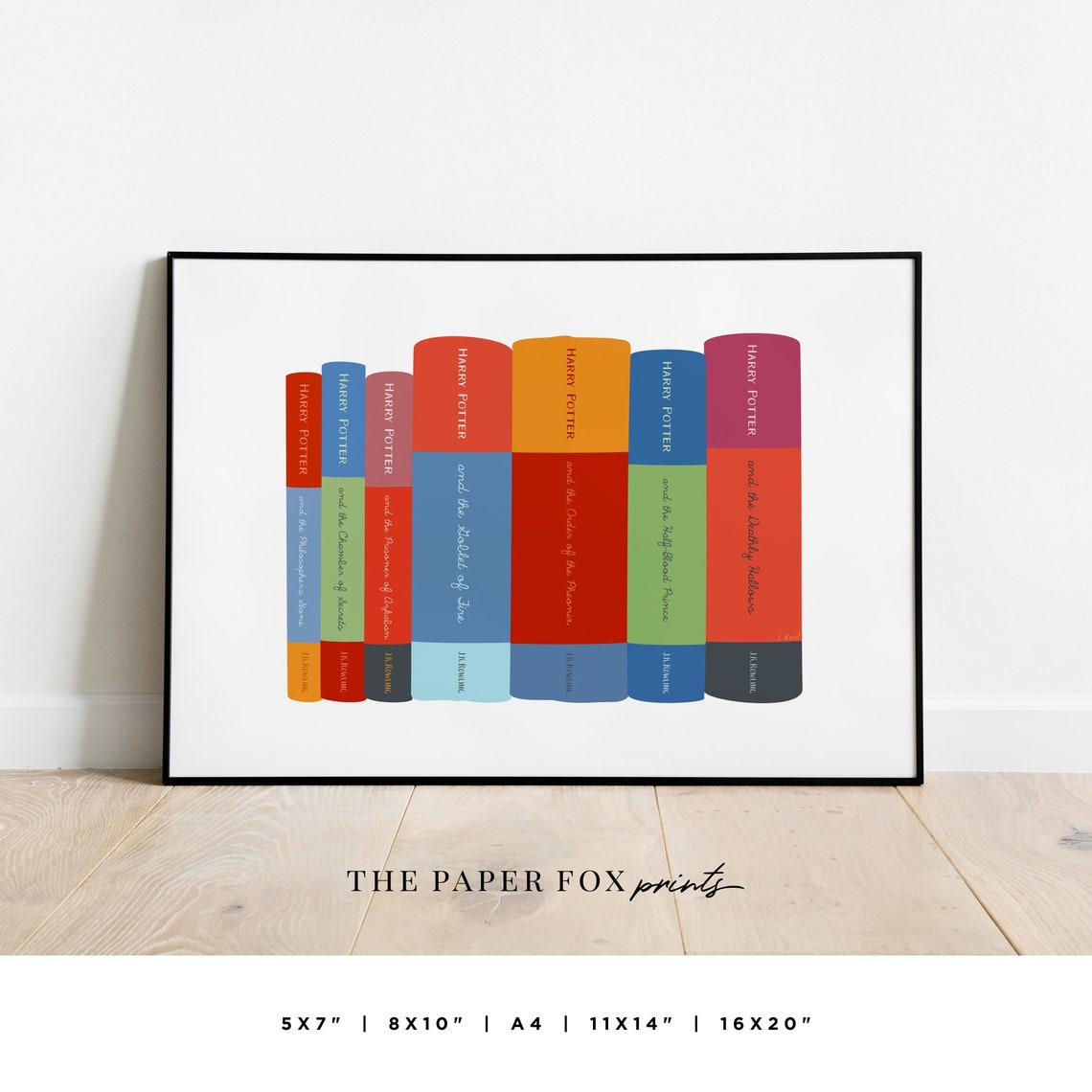 Harry Potter Book Spine Art Print Printable Full Color Harry | Etsy