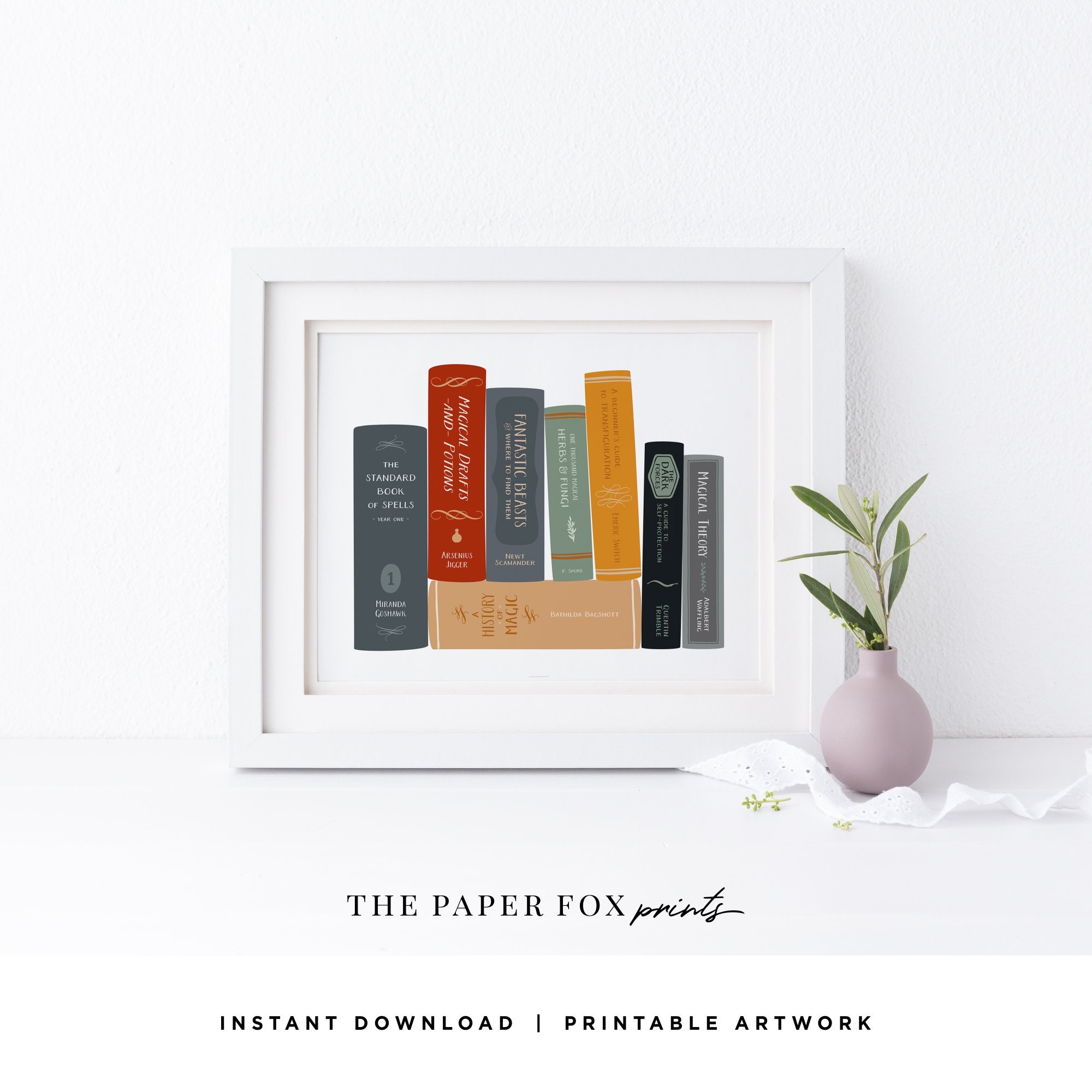 Hogwarts Year One Textbook Spine Art Print Printable Full | Etsy