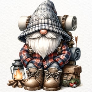Acuarela Camping Gnome Clipart, Camping Gnome Png, Aventura Gnome Clipart, Gnome Camping Clipart, Camping Gnome Sublimación, Camping Png