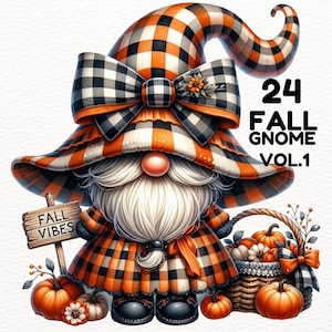 Fall Gnome PNG Sublimation Design, Pumpkin Gnome PNG, Autumn Gnome Clipart, Watercolor Gnome Fall PNG Download, Gnome Watercolor, Fall Gnome