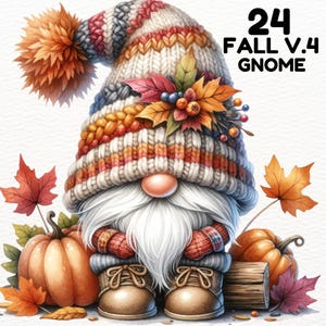 Fall Gnome PNG Sublimation Design, Pumpkin Gnome PNG, Autumn Gnome Clipart, Watercolor Gnome Fall PNG Download, Gnome Watercolor, Fall Gnome