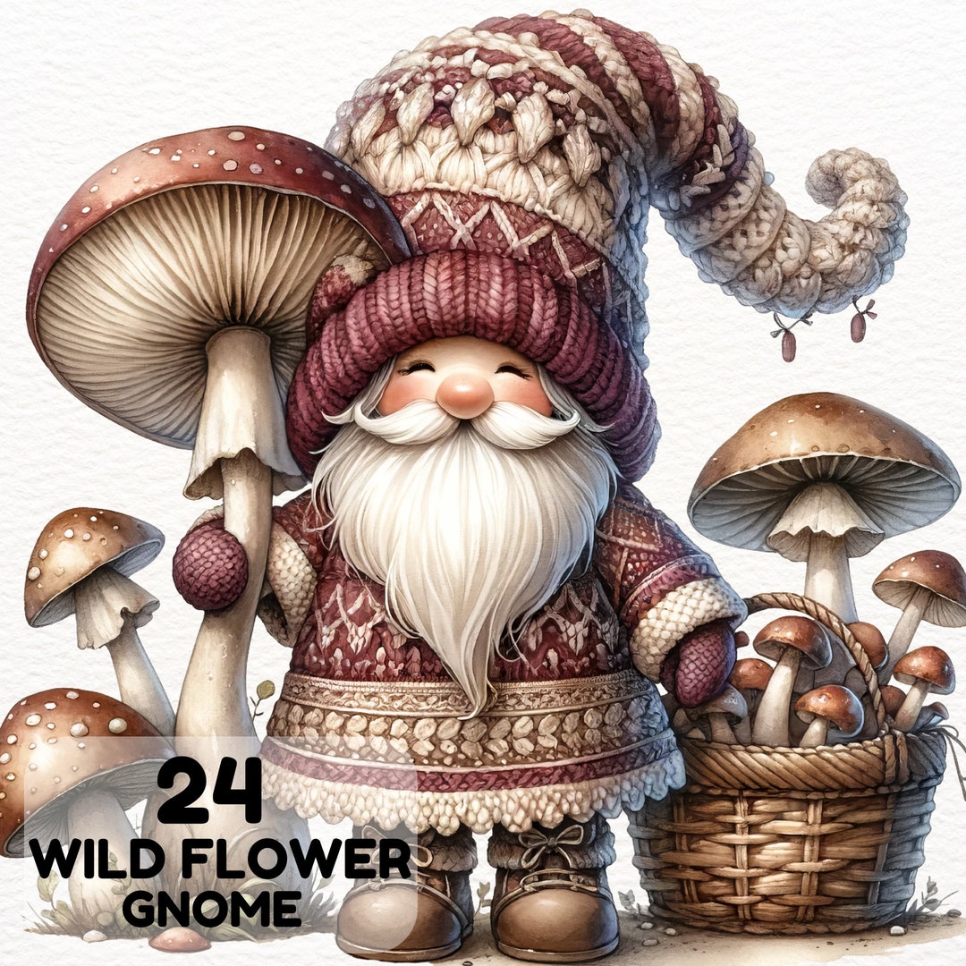 Watercolor Mushroom Gnome Clipart PNG, Woodland Gnome, Spring Gnomes ...