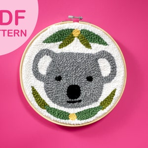Digital Punch Needle Pattern - Cute Koala - PDF FILE ONLY