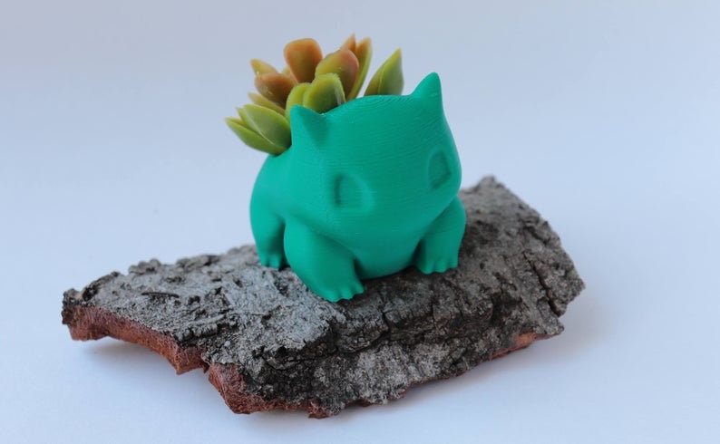 3D printed Bulbasaur with succulent