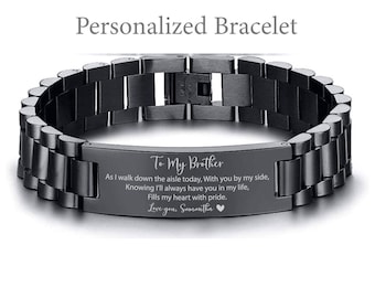 To My Brother on My Wedding Day Personalised Gift for Brother of the Bride, Personalised Engraved Bracelet for Brother from Sister Keepsakes