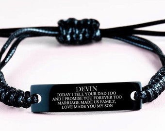 Step Son Wedding Day Gift from Step mom Personalized Bracelet Stepson Blended family gift Today I Tell Your Dad I Do and I Promise You