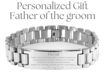 Father of the Groom Wedding gift, Father of the Groom Bracelet Custom Engraved Wedding Gift from Bride, Father-in-Law Appropriate Wedding