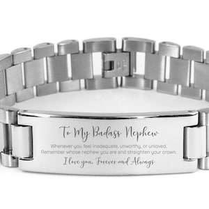 Badass Nephew Gift for Nephew Personalized Bracelet To My Nephew Birthday Gift From Aunt Uncle, Nephew Birthday Gift Nephew Engraved Gift