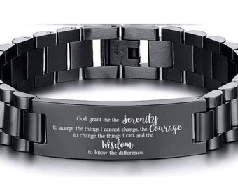 Serenity Prayer bracelet engraved Serenity Prayer Gifts Custom Bracelet acceptance Serenity Prayer for Mens Dad Mom Christian Serenity Praye