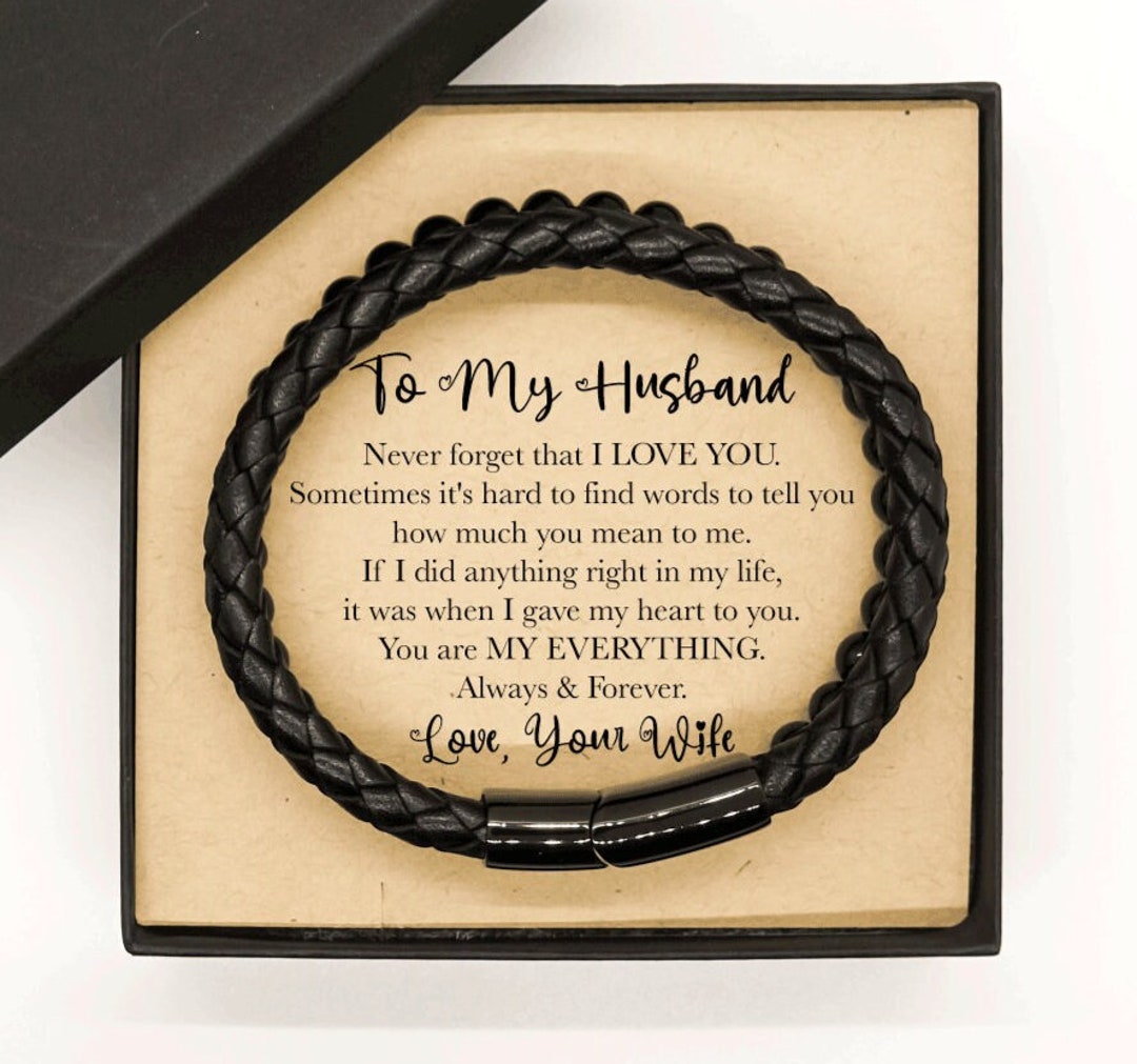 To My Husband Leather Bracelet Husband Valentines Gifts You Are My Everything Husband Gift