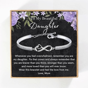 To My Daughter Bracelet Personalized Gift from Mom, Daughter Christmas Jewelry Whenever you feel overwhelmed, remember you are my daughter