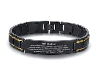 Step Dad bracelet gift engraved laser Step Dad Birthday gift from Daughter Son Stepdad Thank you for your love and support Step Dad