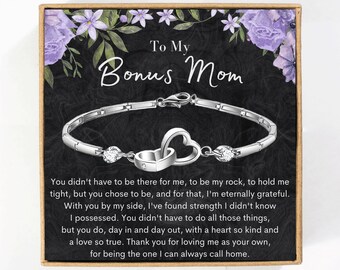 Bonus Mom Christmas Gift, Bonus Mom Heart Bracelet, To My Bonus Mom Bracelet, Stepmom Birthday Gifts, To My Bonus Mom, Stepmom Bracelet Card