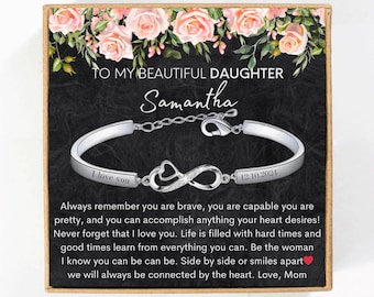 To My Daughter Bracelet from Mom Dad, Daughter Graduation Gifts, To My Beautiful Daughter Birthday Personalized Gifts for Daughter Card Xmas