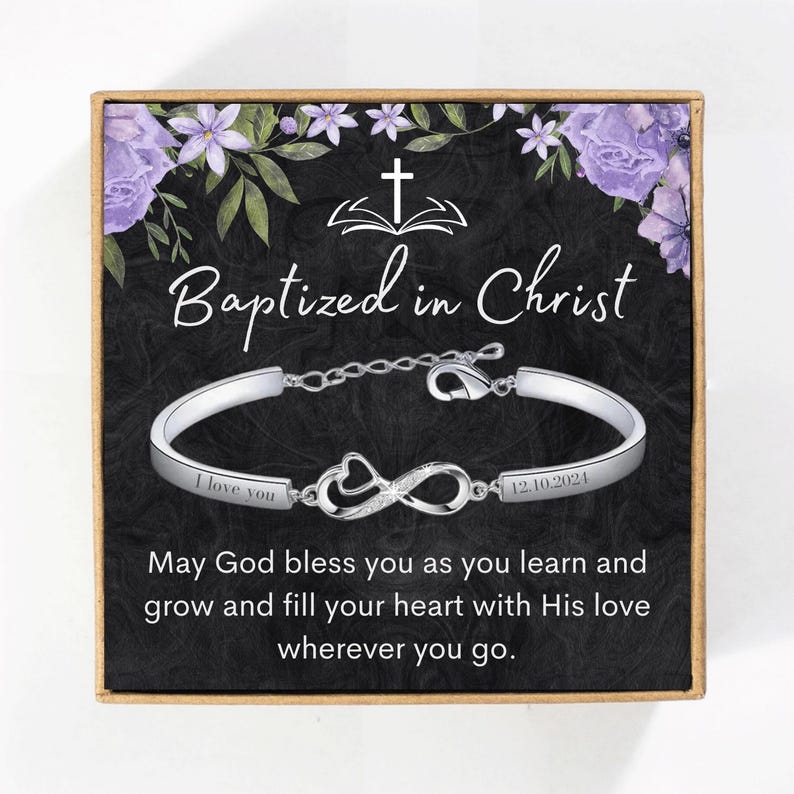 baptism gift, christian bracelet, baptized in christ, goddaughter baptism gift, engraved bracelet, baptism faith bracelet, religious christening gift for girl, custom name bracelet, christian gift for daughter, godparents gift, baby baptism jewelry