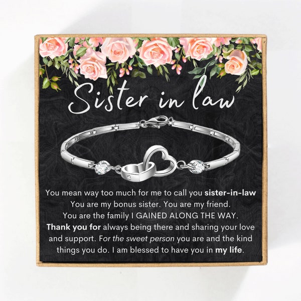 To My Sister in Law Christmas Gifts, Thank You Sister in Law Gifts for Women, Birthday Gift For Wonderful Sister in Law Bracelet Jewelry