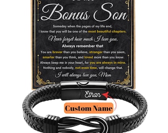 Bonus Son Christmas Bracelet Gift from Mom Personalized Name Infinity Bracelet Custom Bonus Son Gift Stepson Birthday Christmas Jewelry Gift