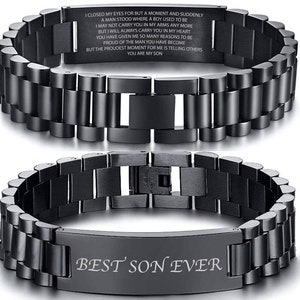 Son Birthday Gift from Mom Bracelet | Engraved Birthday Present for Adult Son | Personalized Gift from Mom and Dad