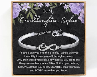 Granddaughter Graduation Gift, Personalized Granddaughter Bracelet Gift Engraved Custom Name, To My Granddaughter Gift Keepsake from Grandma