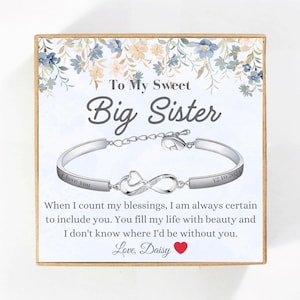 Personalized Big Sister Gift from Little Sister, To My Big Sister Bracelet with Custom Name Birthday Gift for Sister, Sibling Jewelry Grads