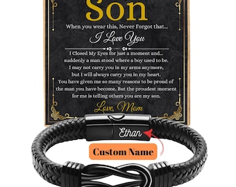 Son Graduation Gift 2026, Personalized Infinity Knot Bracelet Custom Name Engraved Men's Jewelry To My Son Gift from Mom, Class of 2026 gift
