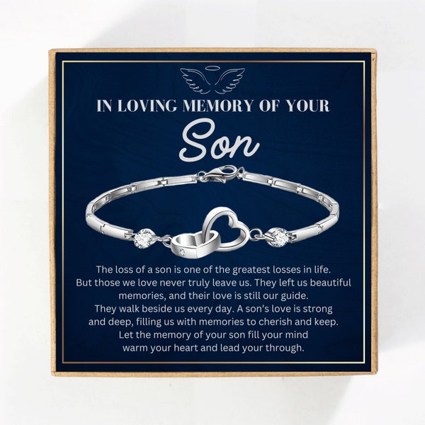 Son Sympathy Gift for Loss of Son Bracelet with Card, Miscarriage Gifts for Son Remembrance Sympathy Memorial Son Gifts for Women Jewelry