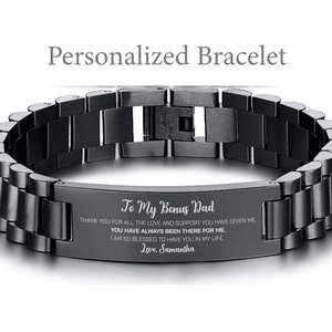 Personalized Bonus Dad Christmas Gift Personalized Gifts for Bonus Dad Bracelet gifts, Thank you Bonus Dad Gifts from Stepdaughter Stepson