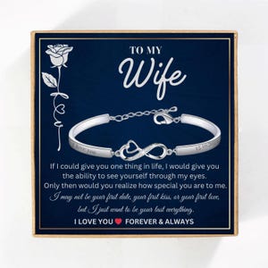 To My Wife Infinity Bracelet Christmas Wife Personalized Engraved Jewelry Gift for Wife Romantic Anniversary, Birthday Keepsake from Husband