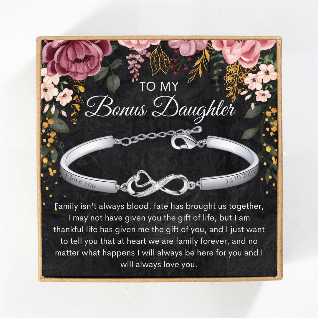 Bonus Daughter Bracelet From Mom Dad, Bonus Daughter Christmas Gifts ...