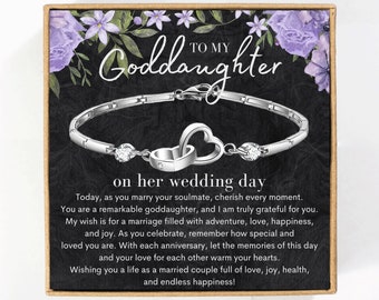 To My Goddaughter Wedding Day Gifts From Godmother Godfather, Goddaughter Bride Gift Bracelet Message Goddaughter Jewelry on Her Wedding