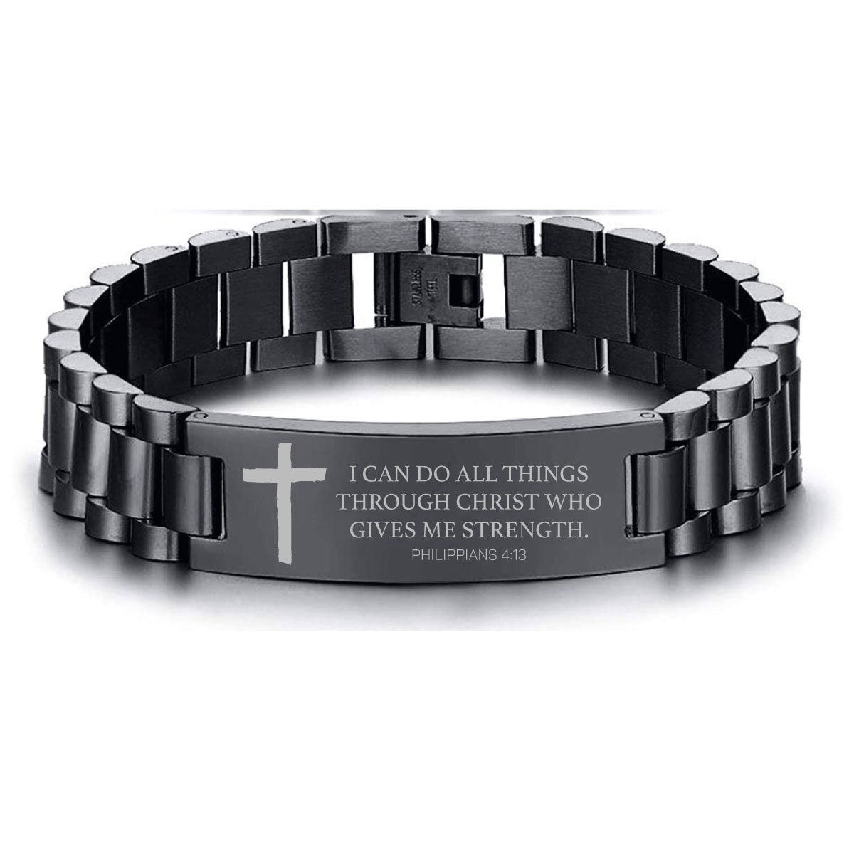 Braccialetto con scritta in lingua inglese I Can Do All Things Through Christ Who Strengthens Me Philippians 4:13 con scritta biblica, 19