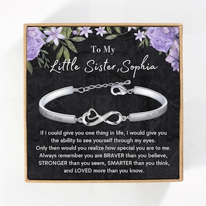 Little Sister Gift from sisters, Personalized Little Sister Bracelet Custom Name, Custom Jewelry Gift for Sister&#39;s Birthday Wedding Engraved