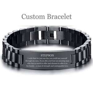 Stepson Gift, Personalised Stepson Engraved Bracelet Keepsake Stepson Christmas Present For Stepson Inspirational Christmas Gift for Stepson