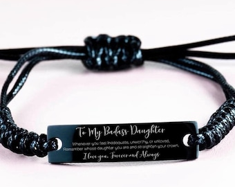 Daughter Graduation Gift From Mom, Gift for Daughter Personaized Bracelet Badass Daughter Bracelet To My Daughter Birthday Christmas Gift