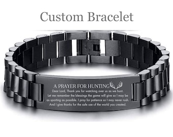 Hunters Prayer Gift for Hunting Gift Personalized Hunters Engraved Bracelet Gift for Rifle Bowhunting Hunter's Prayer outdoorsman gift