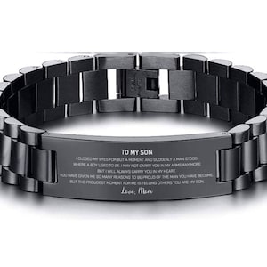 To My Son Gift for Son Personalized Gift From Mom Bracelet Customized Stainless Steel Christmas Graduation Military Gift from Mother Graduat