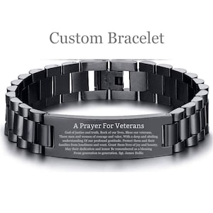 Military Veteran Prayer Bracelet, Personalized Veterans Christmas Gift, Military Prayer for Veterans Present Veterans&#39; Day memorial day Gift