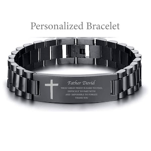 Priest Gifts for Priest Personalized Bracelet Engraved Unique gifts for Priest Scripture Gift Retirement Thank You Appropriate Gifts Custom