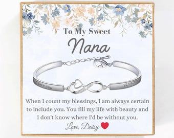 Nana Gift, Nana Bracelet from Grandson Granddaughter, Nana Christmas Gifts To My Nana Bracelet Gift Custom Engraved Bangle Custom Name