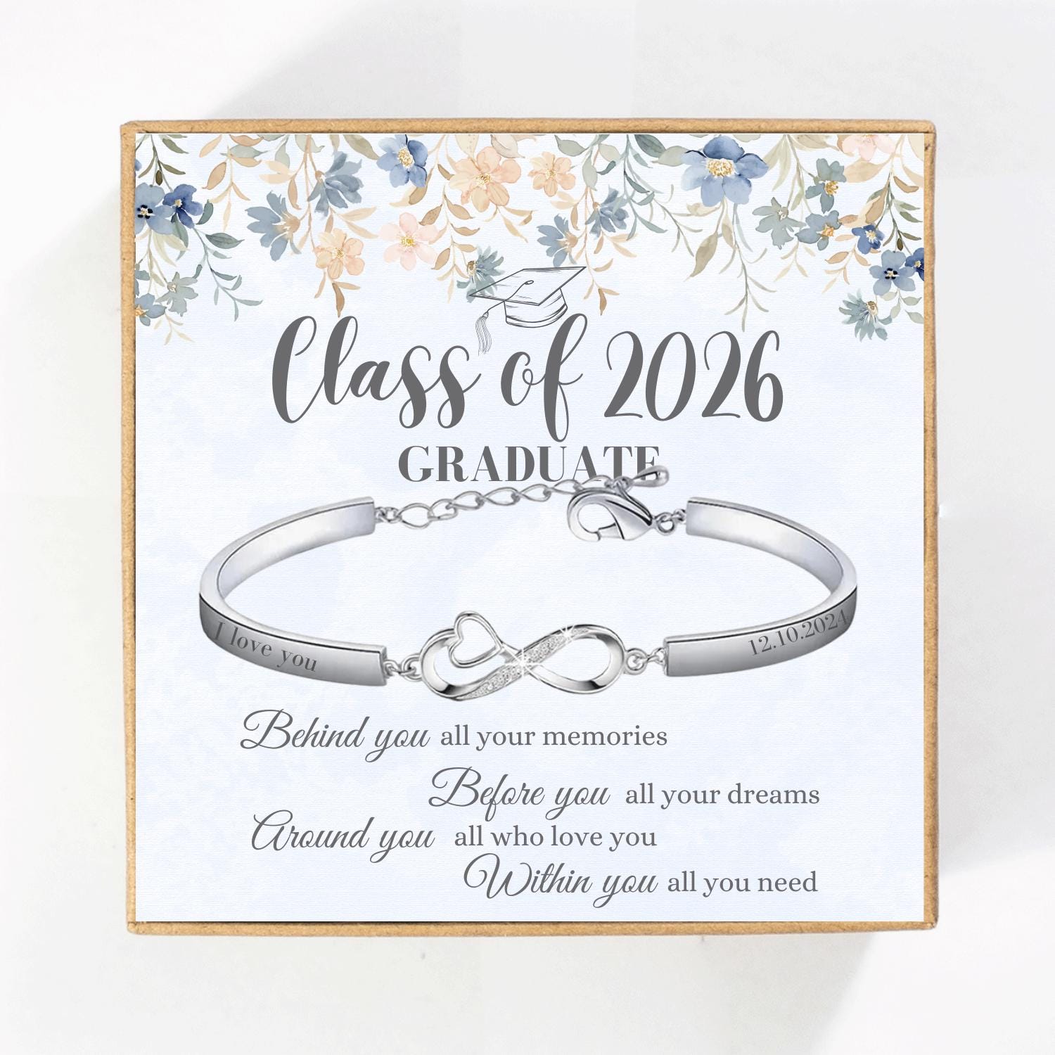 Personalized Class of 2026 Graduation Bracelet Gift Infinity Heart ...