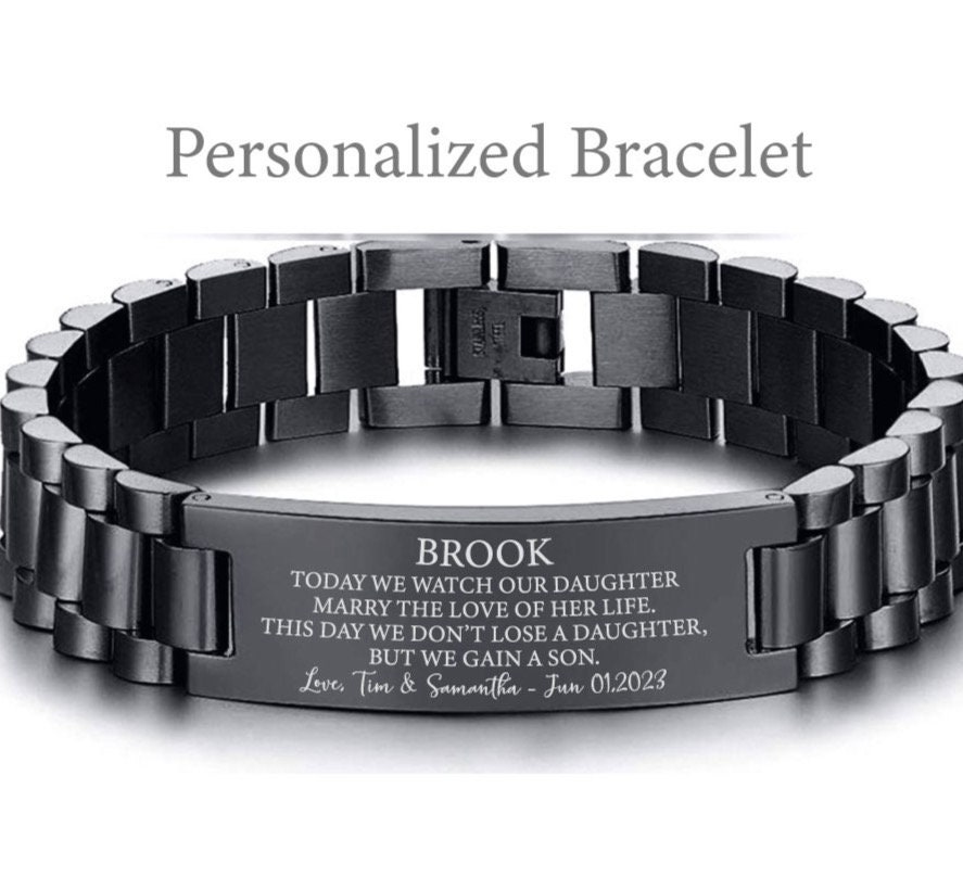 Son in law Wedding gift, Son in law gift, gifts for him, Son in law custom name bracelet personalized for Son in Law Blended Family Gift Son