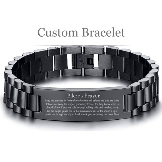 Men's Leather Bracelet With Stainless Steel Blessing, Jewish Bracelets And Charms | Judaica Web Store
