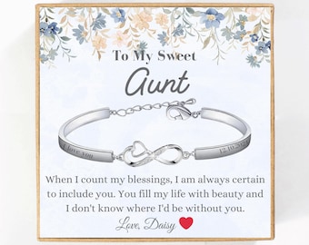 Aunt Bracelet, Personalized gift for Aunt Christmas gift, Aunt Custom bracelet, Aunt jewelry gift from niece,  gift from nephew, auntie Gift