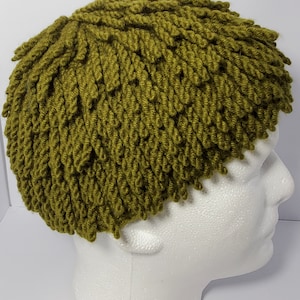 Billy Gibbons hat ZZ TOP hat African Nudu hat zz top beanie crochet dreadlocks wig bamileke hat chemo hat chemo wig fingerlings locks Olive